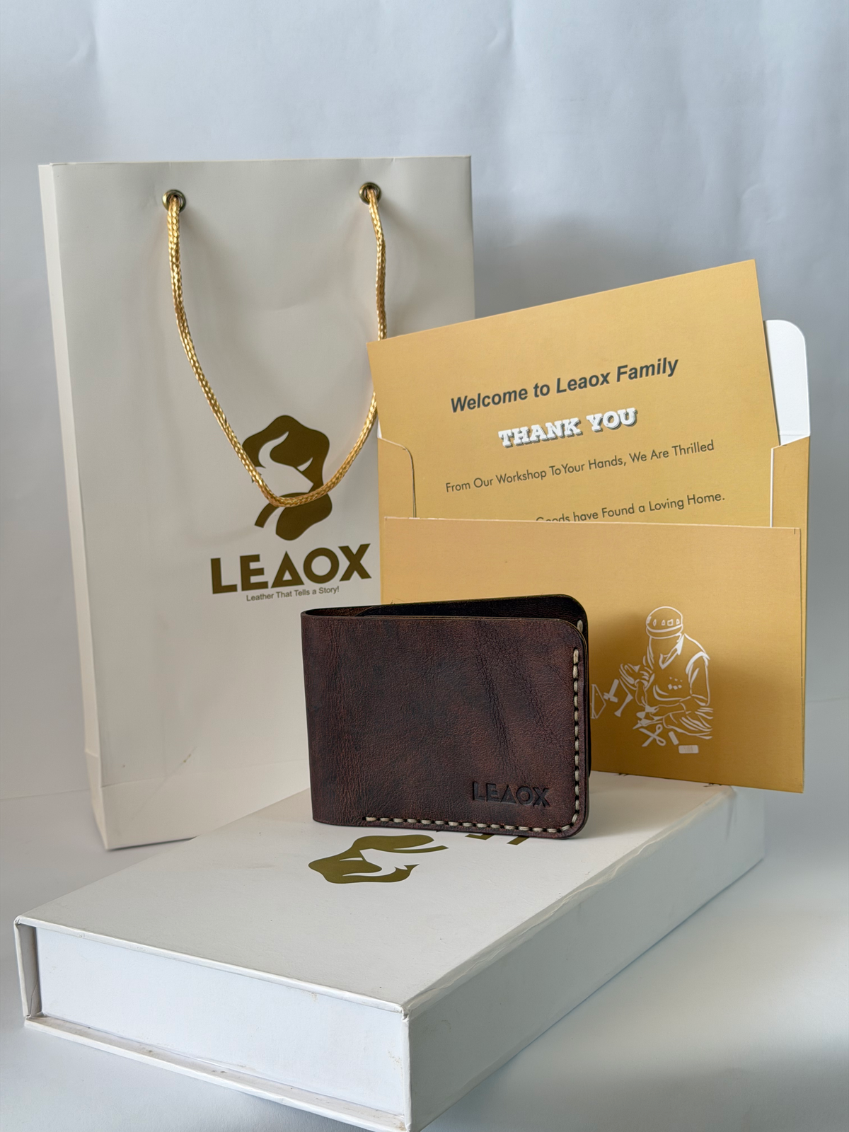Saddle Leather Wallet Full Grain Bifold Card Holder