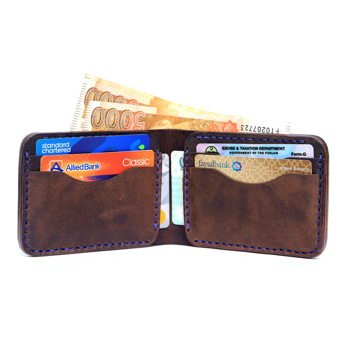 Bruno Leather Wallet with 8 Card Slots, Full Grain Leather Card Wallet