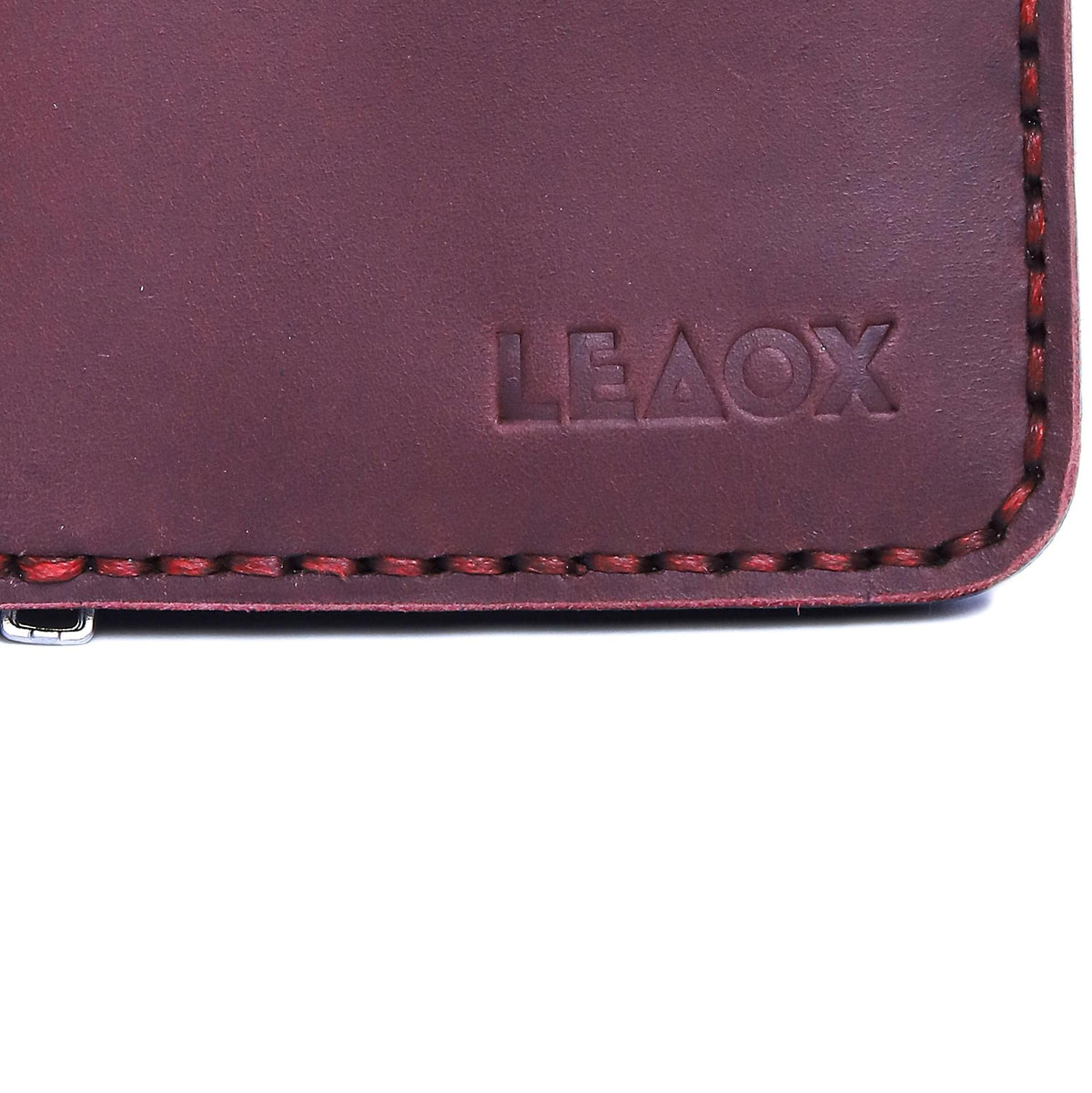 Rosso Leather Wallet, Maroon Leather Wallet with Button Closure