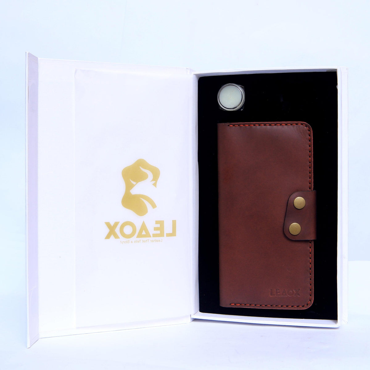 Rosso Leather Wallet, Maroon Leather Wallet with Button Closure