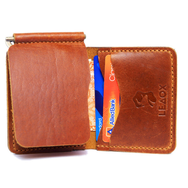 Luxury Leather Card Holder with Money Clip – Handcrafted Elegance - Image 3
