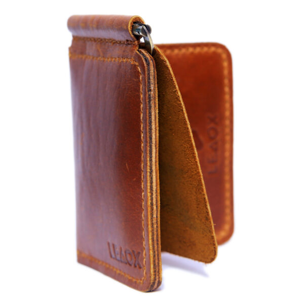 Luxury Leather Card Holder with Money Clip – Handcrafted Elegance - Image 2