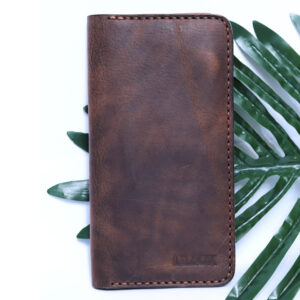 Leaox Long Wallet in Brown – Premium Handmade Design with Zipper
