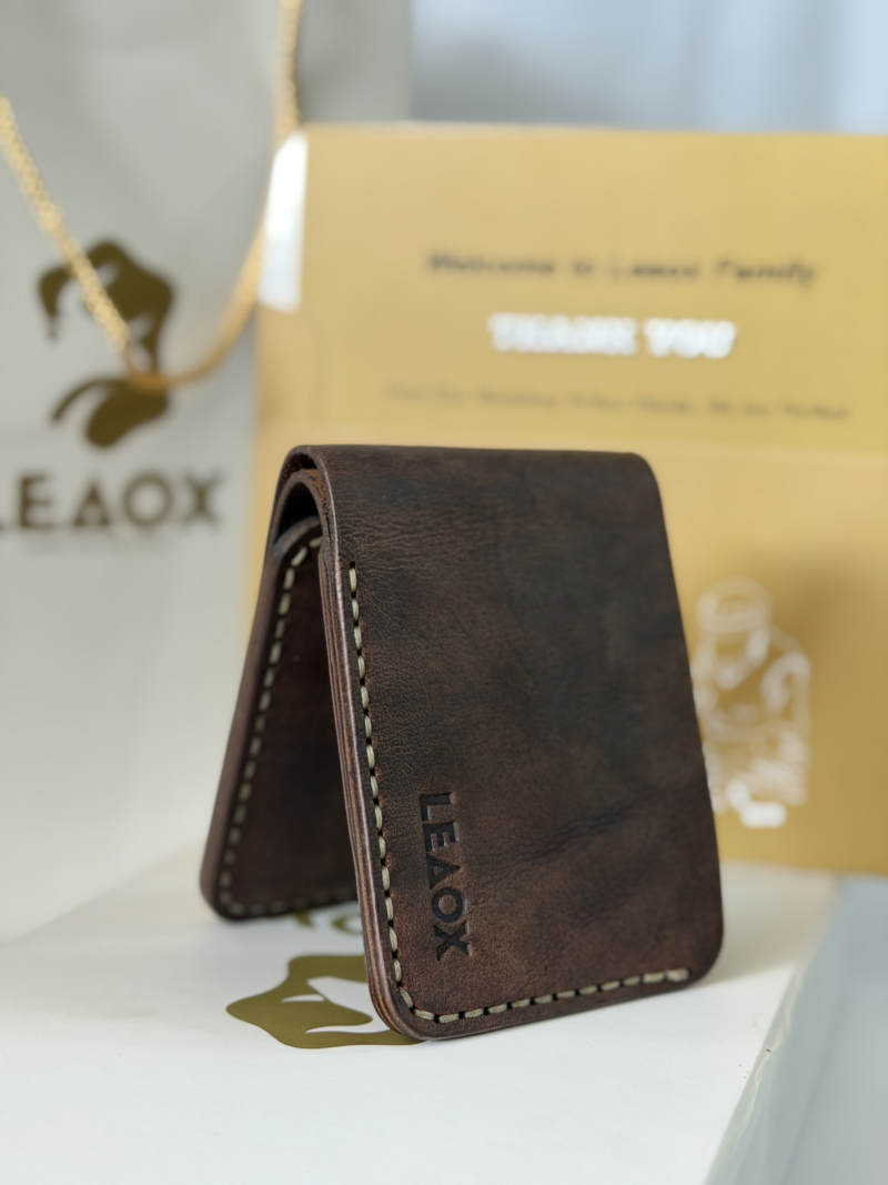 Saddle Leather Wallet Full Grain Bifold Card Holder