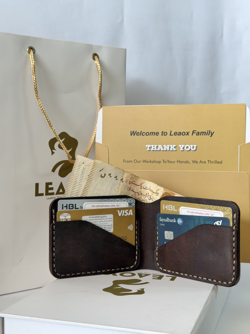 Saddle Leather Wallet Full Grain Bifold Card Holder