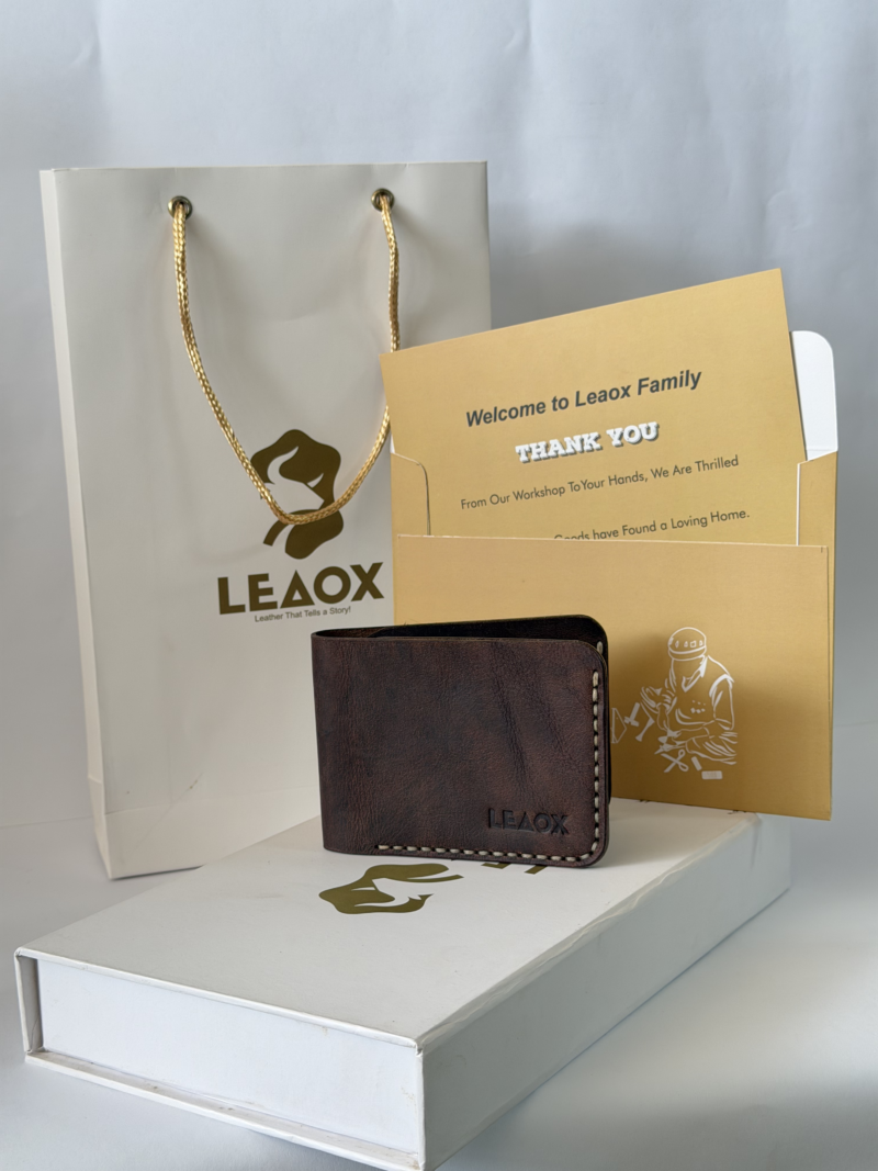 Saddle Leather Wallet Full Grain Bifold Card Holder
