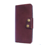 Rosso Leather Wallet, Maroon Leather Wallet with Button Closure