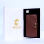 Rosso Leather Wallet, Maroon Leather Wallet with Button Closure